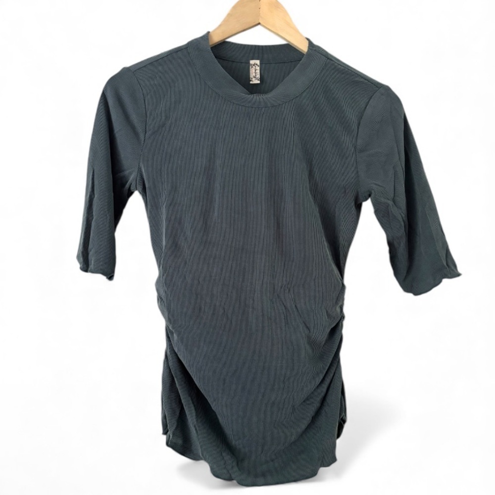 Free People Intimately Crew Neck Half Sleeve Ribbed Top NWT